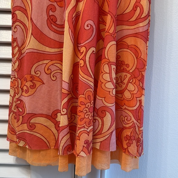 Sweet Pea by Staci Frati Top Pink/Orange/Yellow 100% Nylon SZ M - Picture 9 of 10